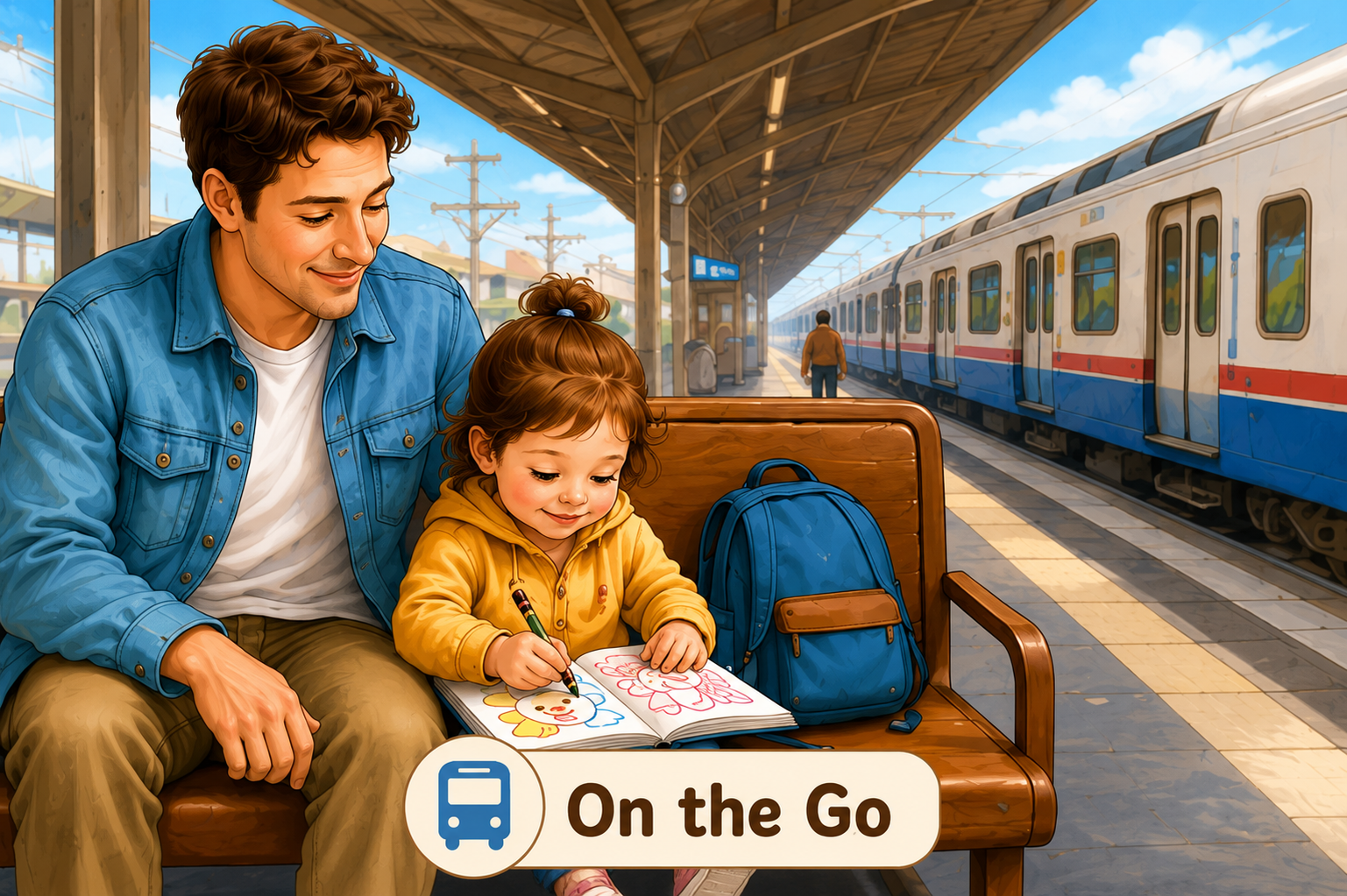 Toddler coloring while on the go